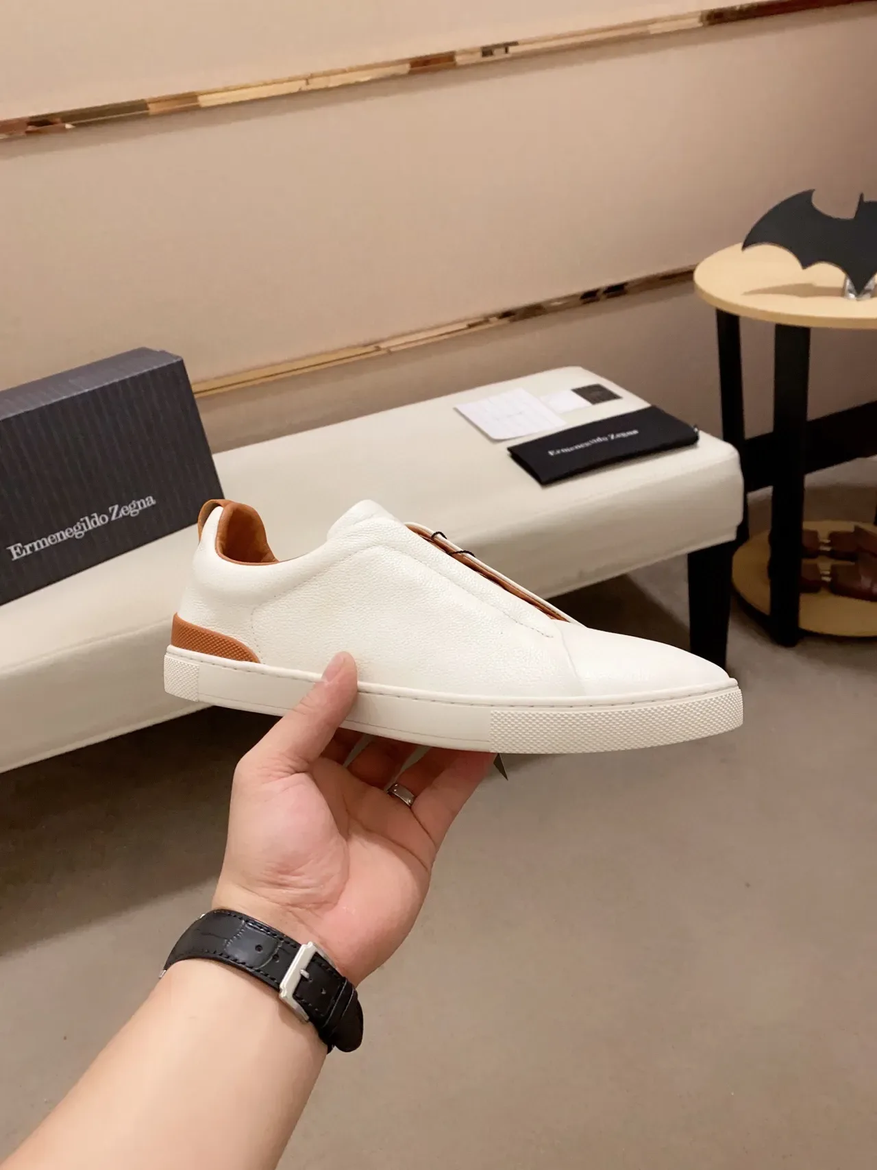 Zegna White Leather Slip-On Lifestyle Sneaker 5