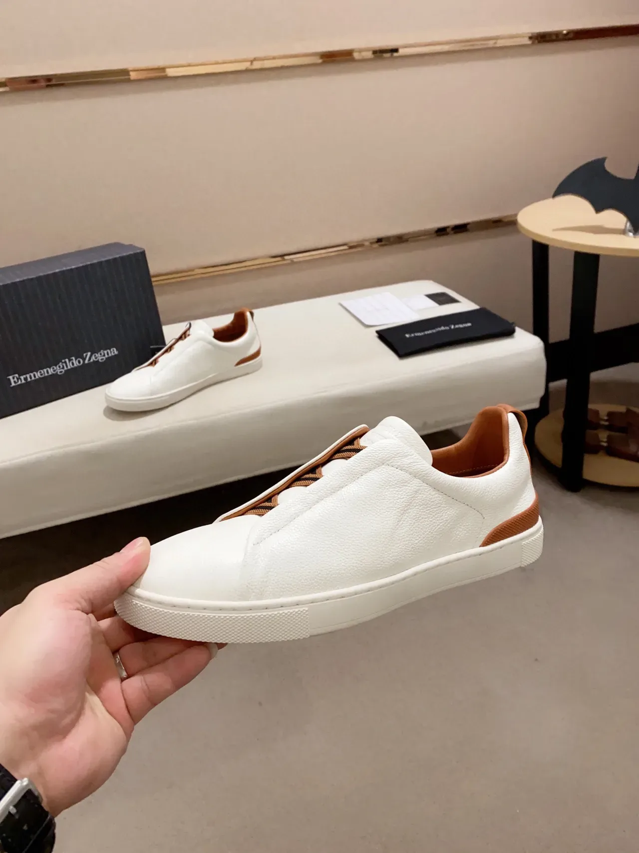 Zegna White Leather Slip-On Lifestyle Sneaker 6