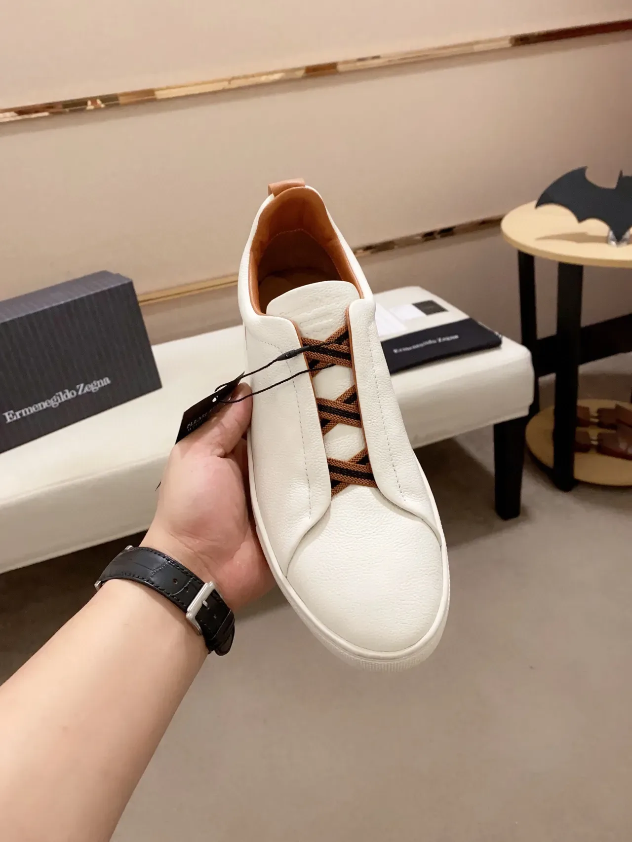 Zegna White Leather Slip-On Lifestyle Sneaker 7