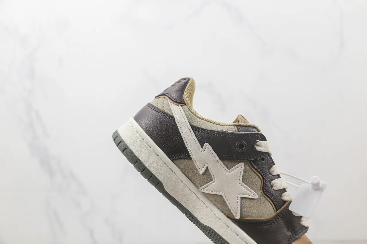 A Bathing Ape BAPE STA بني بيج رمادي أحذية سكيت بورد 5