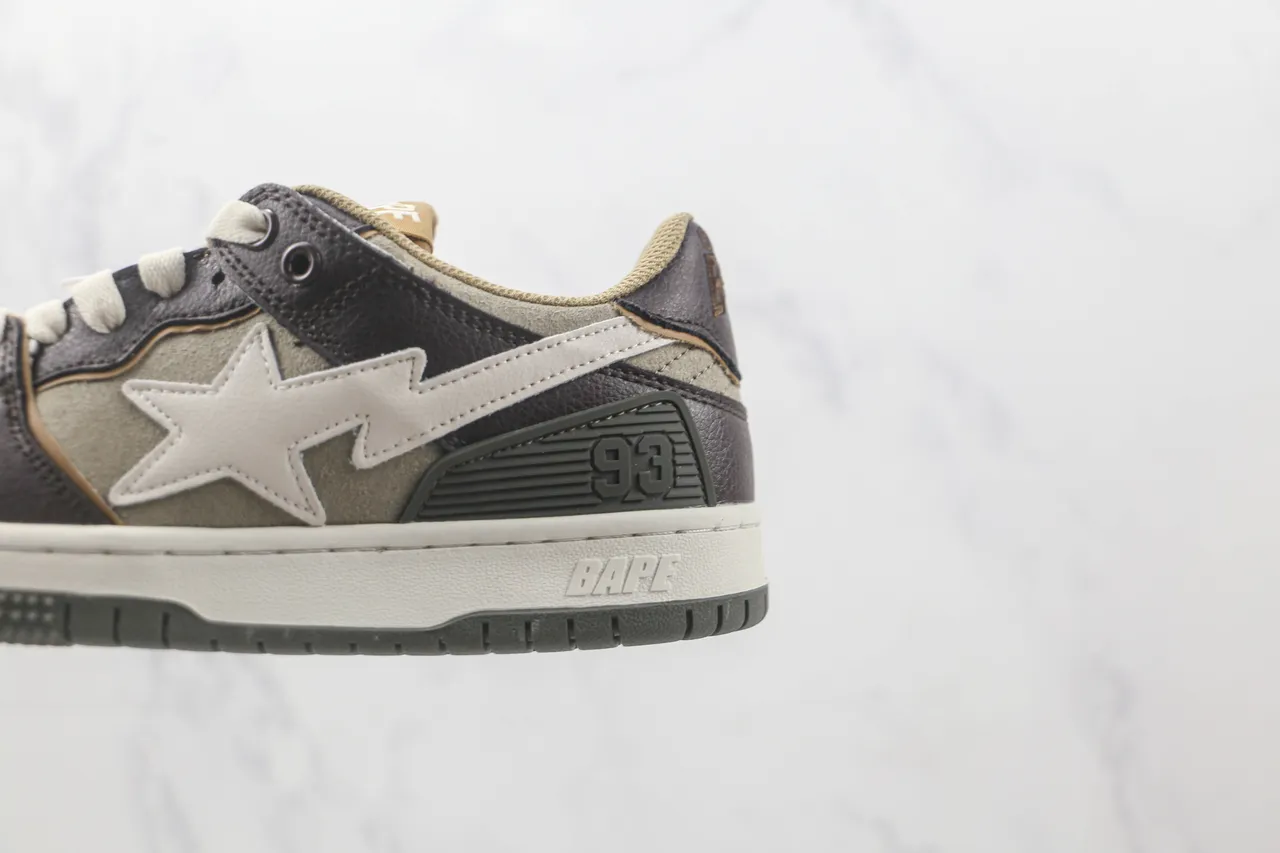 A Bathing Ape BAPE STA بني بيج رمادي أحذية سكيت بورد 7