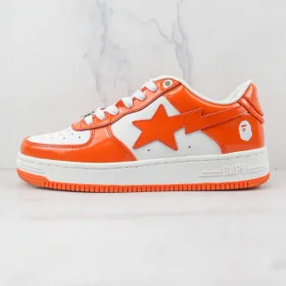 A Bathing Ape BAPE STA Glossy Orange and White Lifestyle Sneakers