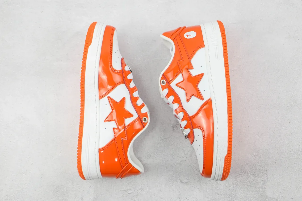 A Bathing Ape BAPE STA Sneakers Lifestyle Orange et Blanc Brillantes 2