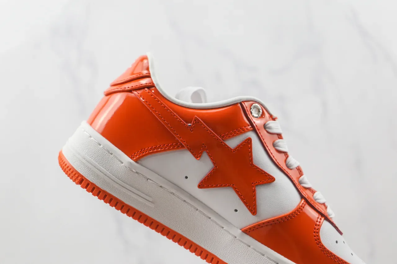A Bathing Ape BAPE STA Sneakers Lifestyle Orange et Blanc Brillantes 5