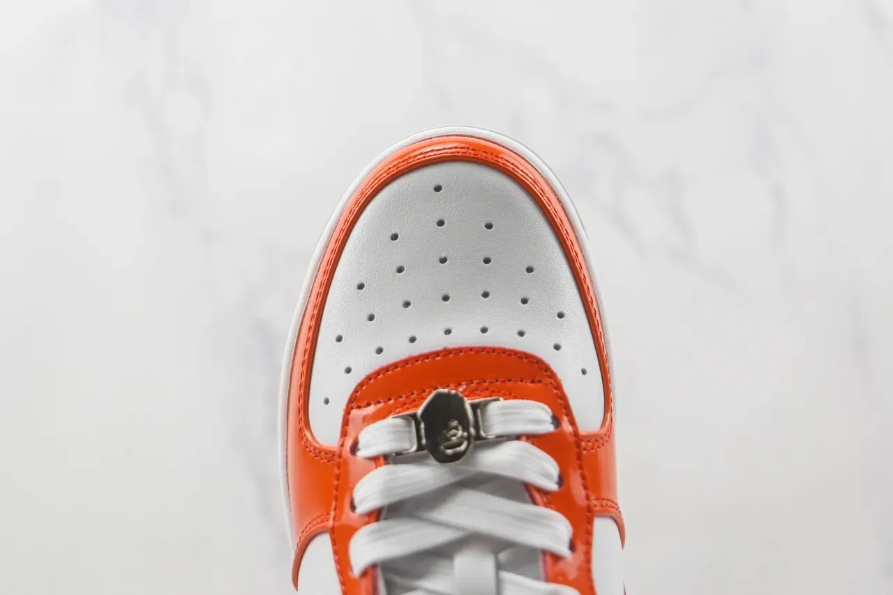A Bathing Ape BAPE STA Sneakers Lifestyle Orange et Blanc Brillantes 6