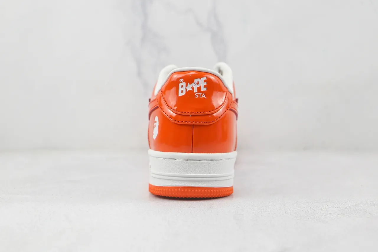 A Bathing Ape BAPE STA Sneakers Lifestyle Orange et Blanc Brillantes 9