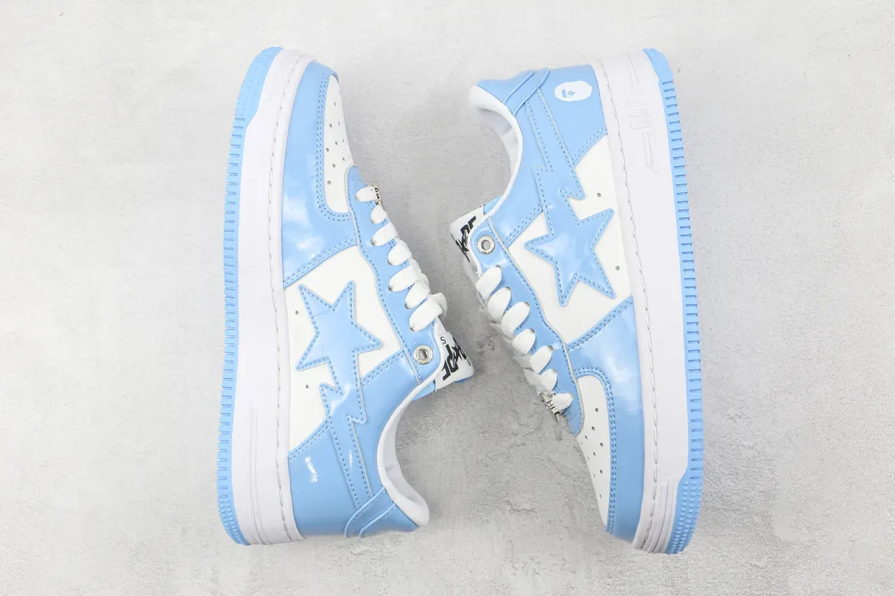A Bathing Ape BAPE STA Light Blue Patent Leather Lifestyle Sneakers 2