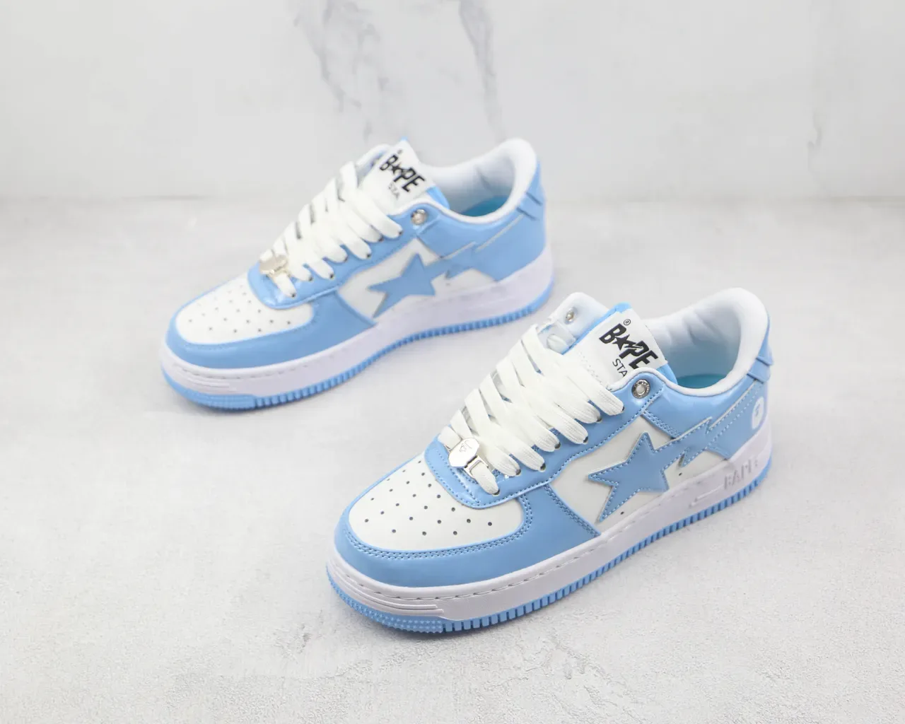 A Bathing Ape BAPE STA Light Blue Patent Leather Lifestyle Sneakers 4