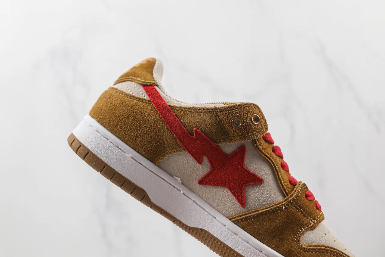A Bathing Ape BAPE STA Red Star Tan Suede Lifestyle Sneakers 5