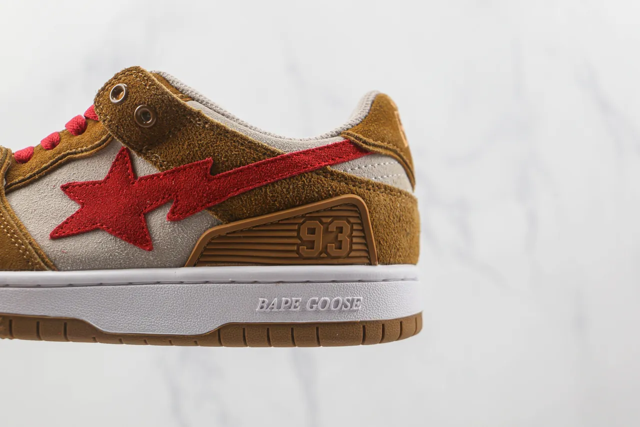 A Bathing Ape BAPE STA Red Star Tan Suede Lifestyle Sneakers 7
