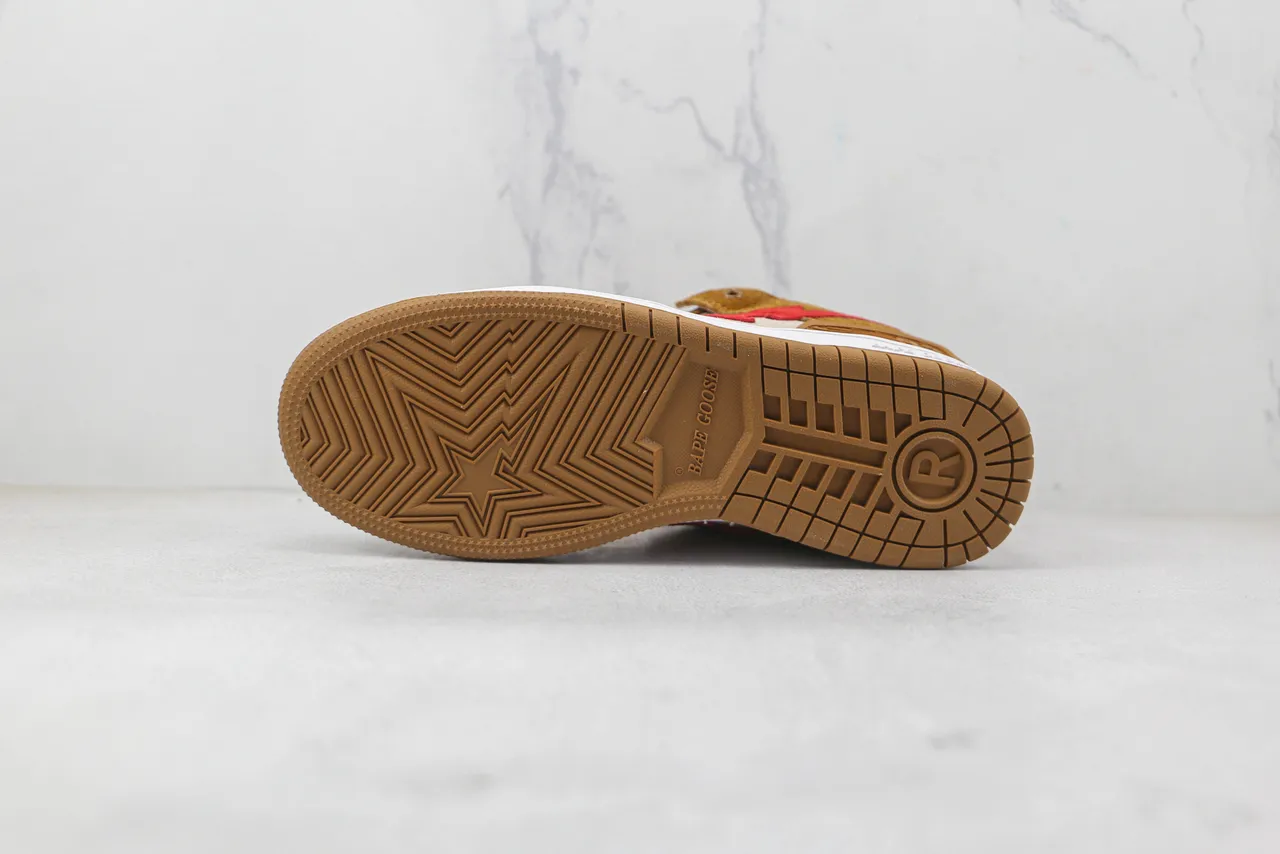 A Bathing Ape BAPE STA Red Star Tan Suede Lifestyle Sneakers 8