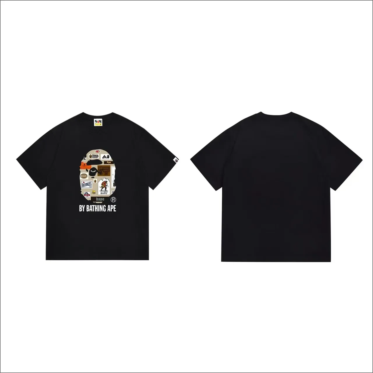 A Bathing Ape Collage Ape Head Graphic Black T-Shirt 4