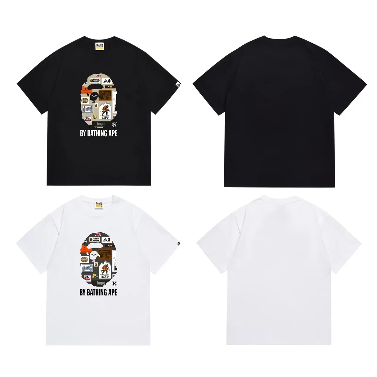 A Bathing Ape Collage Ape Head Graphic Black T-Shirt 6
