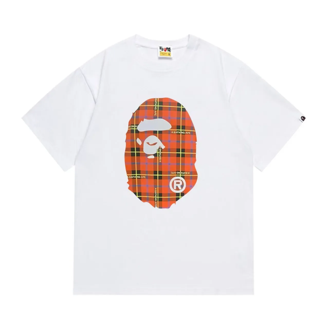 A Bathing Ape Plaid Ape Head Graphic Black T-Shirt 5