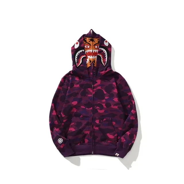 A Bathing Ape Shark Purple Multicolor Full-Zip Hood Appliqué Hoodie 4