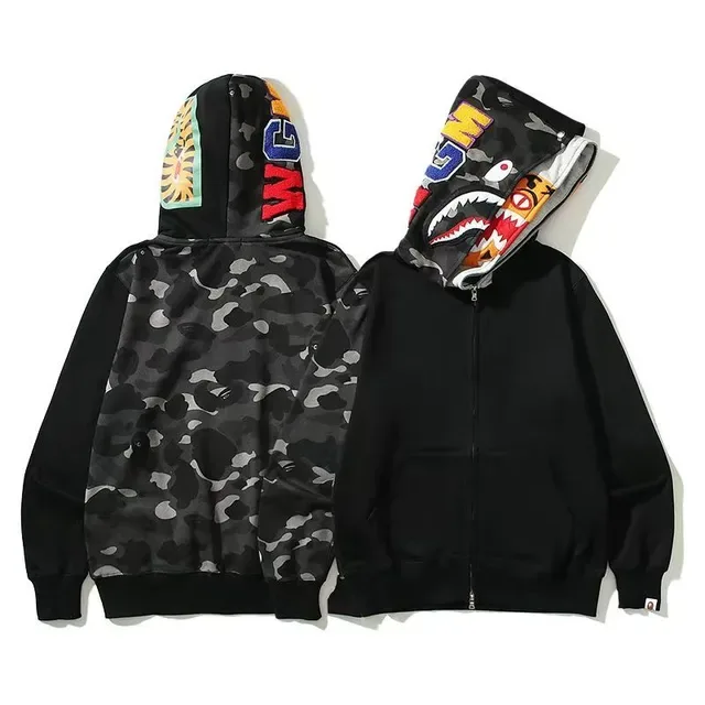 A Bathing Ape Shark Purple Multicolor Full-Zip Hood Appliqué Hoodie 5