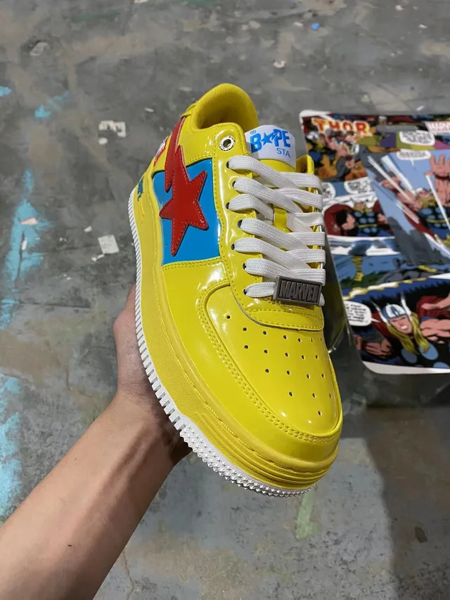 A Bathing Ape x Marvel BAPE STA Yellow Blue Red Lightning-Star Lifestyle Sneakers 3
