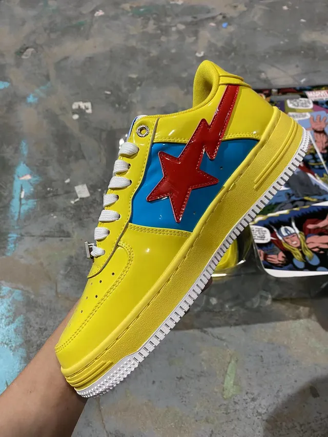 A Bathing Ape x Marvel BAPE STA Yellow Blue Red Lightning-Star Lifestyle Sneakers 4