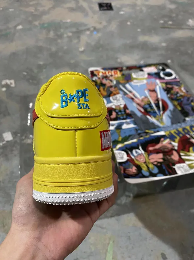 A Bathing Ape x Marvel BAPE STA Yellow Blue Red Lightning-Star Lifestyle Sneakers 6