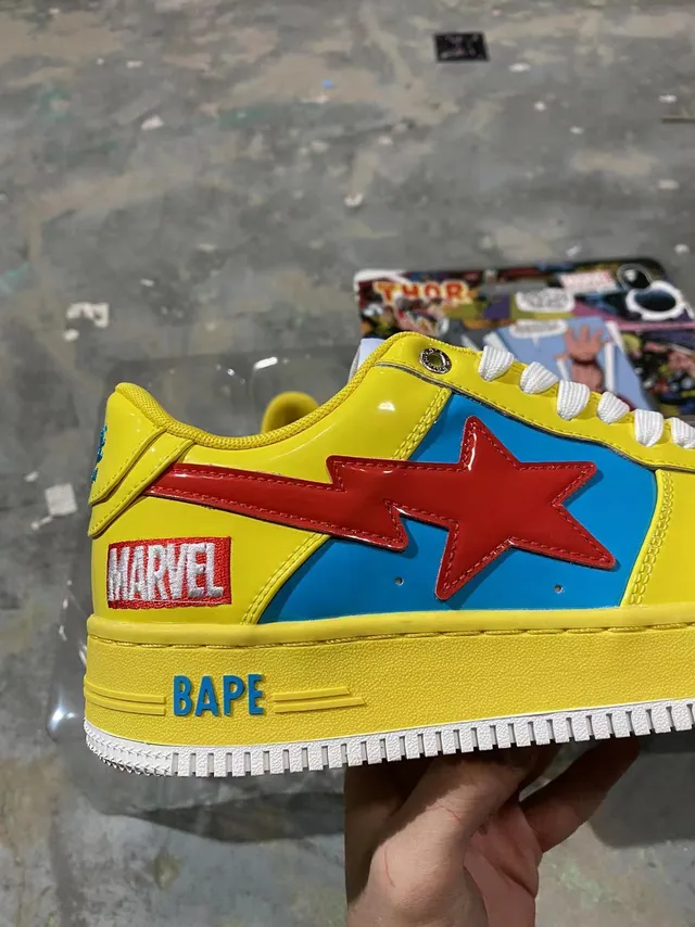 A Bathing Ape x Marvel BAPE STA Yellow Blue Red Lightning-Star Lifestyle Sneakers 8