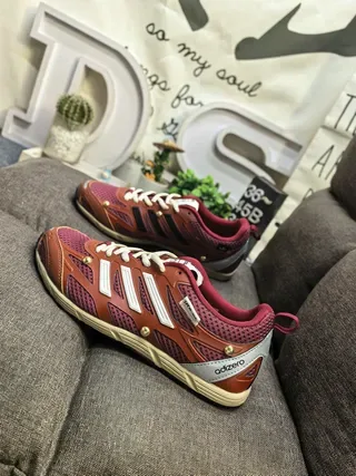 Adidas adizero Red Pink Breathable Mesh Upper Three-Stripe Synthetic Overlays Lifestyle Sneakers 7