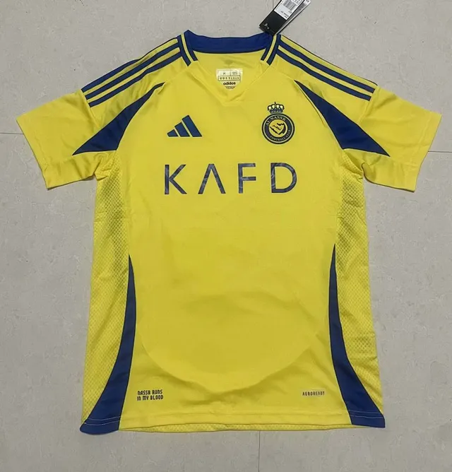 Adidas Al-Nassr FC Maillot Jaune Marine Col V Manches Courtes 2