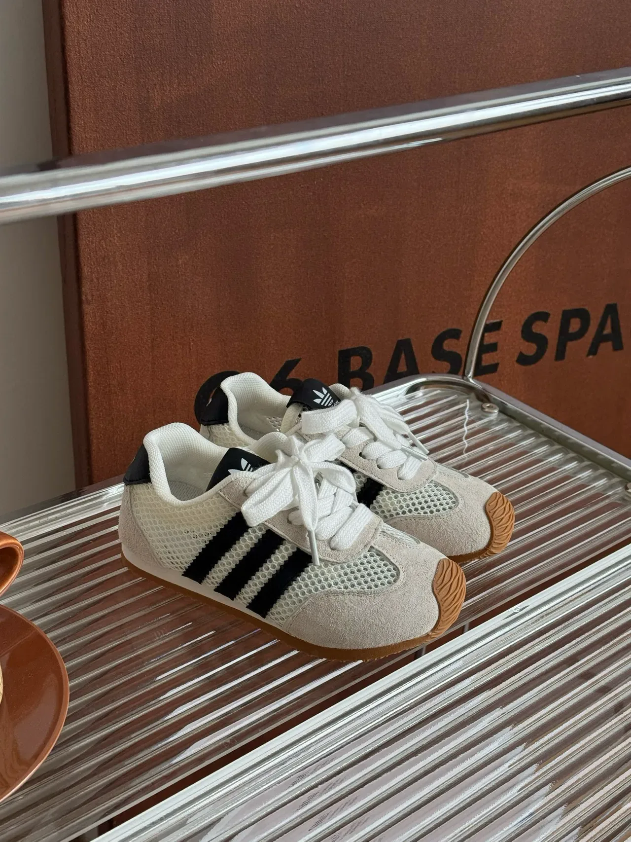 Adidas Beige Black Mesh And Suede Upper Gum Rubber Toe Cap Lifestyle Sneakers 12