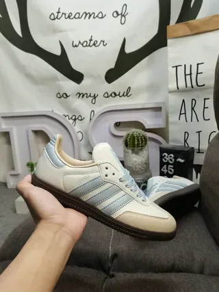 Adidas Bege Azul Tênis Lifestyle de Topo Baixo com Upper de Material Similar ao Couro 5