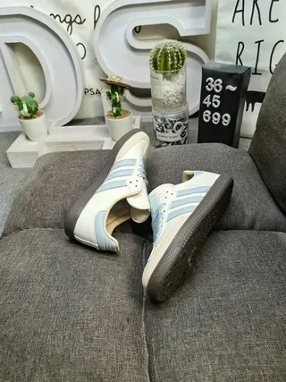 Adidas Bege Azul Tênis Lifestyle de Topo Baixo com Upper de Material Similar ao Couro 6