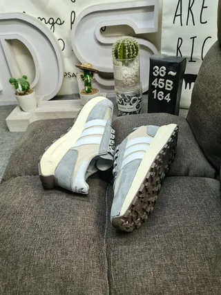 Adidas Beige Brown Retro Runner Layered Suede And Mesh Upper Lifestyle Sneakers 6