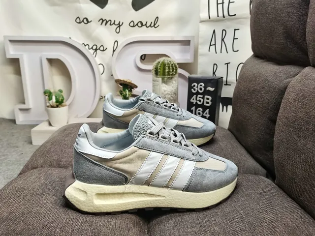 Adidas Beige Brown Retro Runner Layered Suede And Mesh Upper Lifestyle Sneakers 11
