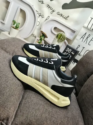 Adidas Beige Brown Retro Runner Layered Suede And Mesh Upper Lifestyle Sneakers 17