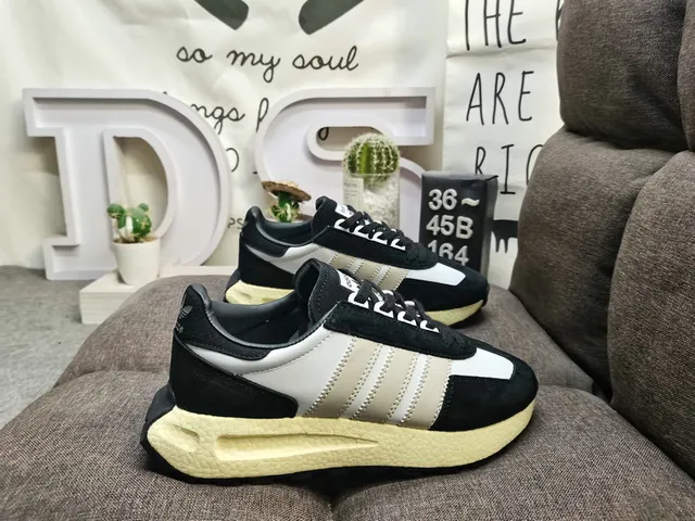 Adidas Beige Brown Retro Runner Layered Suede And Mesh Upper Lifestyle Sneakers 21