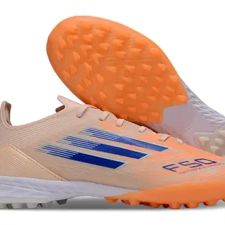 Adidas Beige Orange Low-Cut Synthetic Upper Conical Studs Turf Soccer Shoes