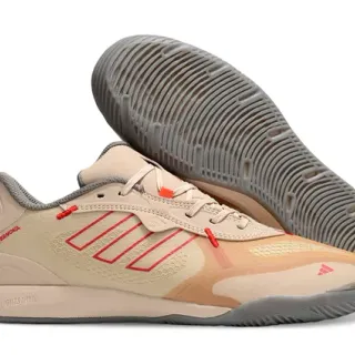 Adidas 米色红 低帮 蜂窝纹理鞋面 室内足球鞋