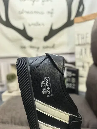 Adidas Black and Off-White Three-Stripe Laceless Velcro Strap Sneakers 3