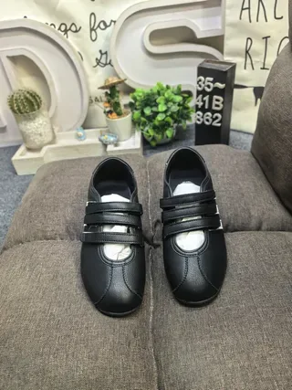 Adidas Black and Off-White Three-Stripe Laceless Velcro Strap Sneakers 10