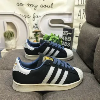 Adidas काली नीली Shell-Toe तीन पट्टी Side Panel लाइफस्टाइल स्नीकर