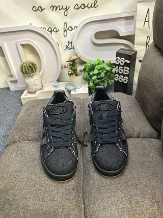 Adidas Black Brown Denim-Textured Upper Silver Reflective Stripes Lifestyle Sneakers 10