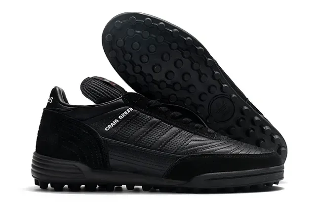 Adidas Black Brown Low-Top Turf Soccer Shoe Metallic Silver Upper Sneakers 6