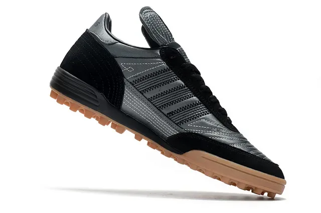 Adidas Black Brown Low-Top Turf Soccer Shoe Metallic Silver Upper Sneakers 9