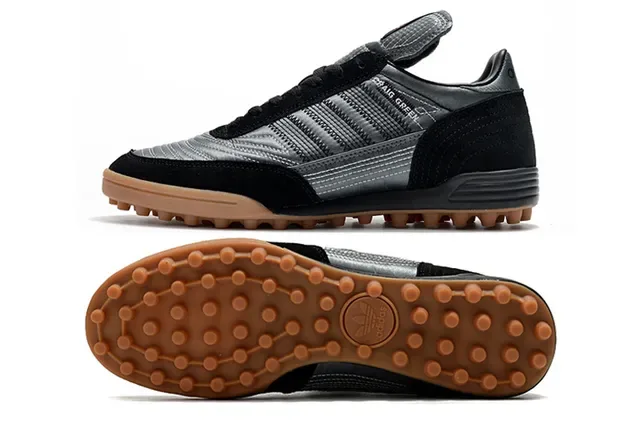Adidas Black Brown Low-Top Turf Soccer Shoe Metallic Silver Upper Sneakers 13