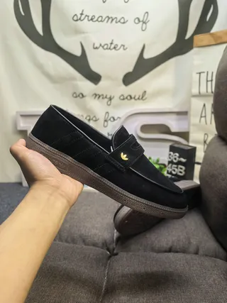 Adidas Black Brown Suede Upper Cupsole Construction Loafer 5