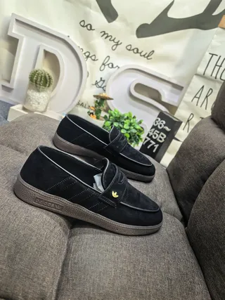 Adidas Black Brown Suede Upper Cupsole Construction Loafer 9