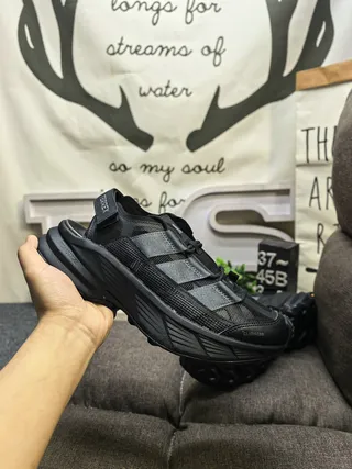 Adidas Noir Gris Semelle Épaisse Upper de Maille Sandales Casuales 5