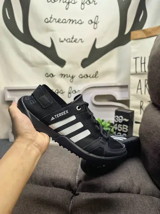 Adidas Sandales Casuales Noir Gris Ouvert au Doigt avec Lacets 5