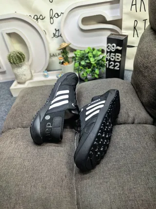 Adidas Sandales Casuales Noir Gris Ouvert au Doigt avec Lacets 6