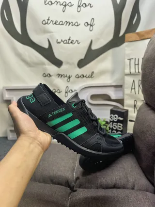Adidas Sandales Casuales Noir Gris Ouvert au Doigt avec Lacets 15