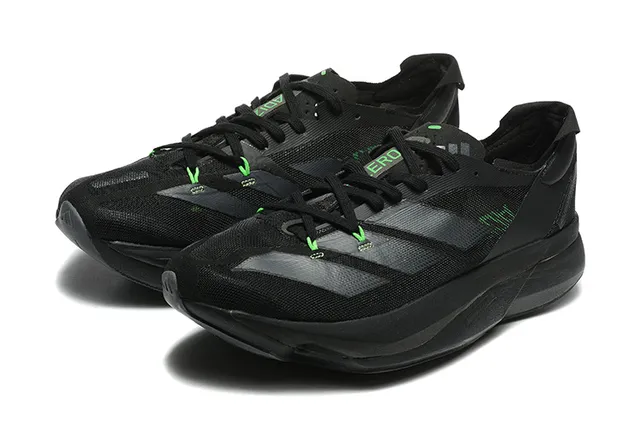 Adidas Black Green Engineered Mesh Upper Sculpted Monolithic Midsole Running Shoes 6