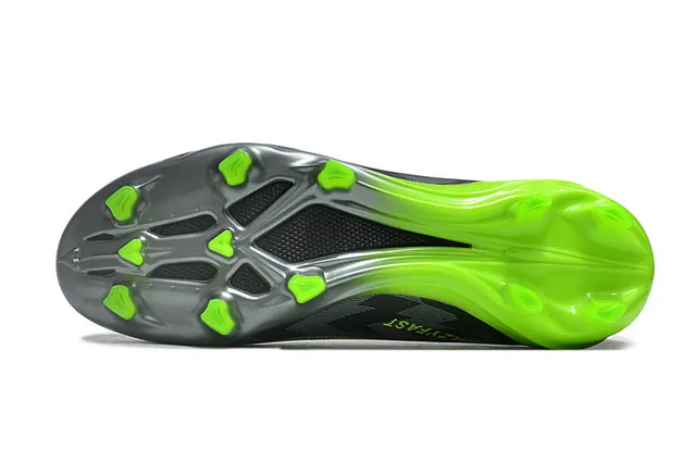 Adidas Black Green Sock-Fit Knit Upper Asymmetrical Lacing Firm-Ground Soccer Shoes 6